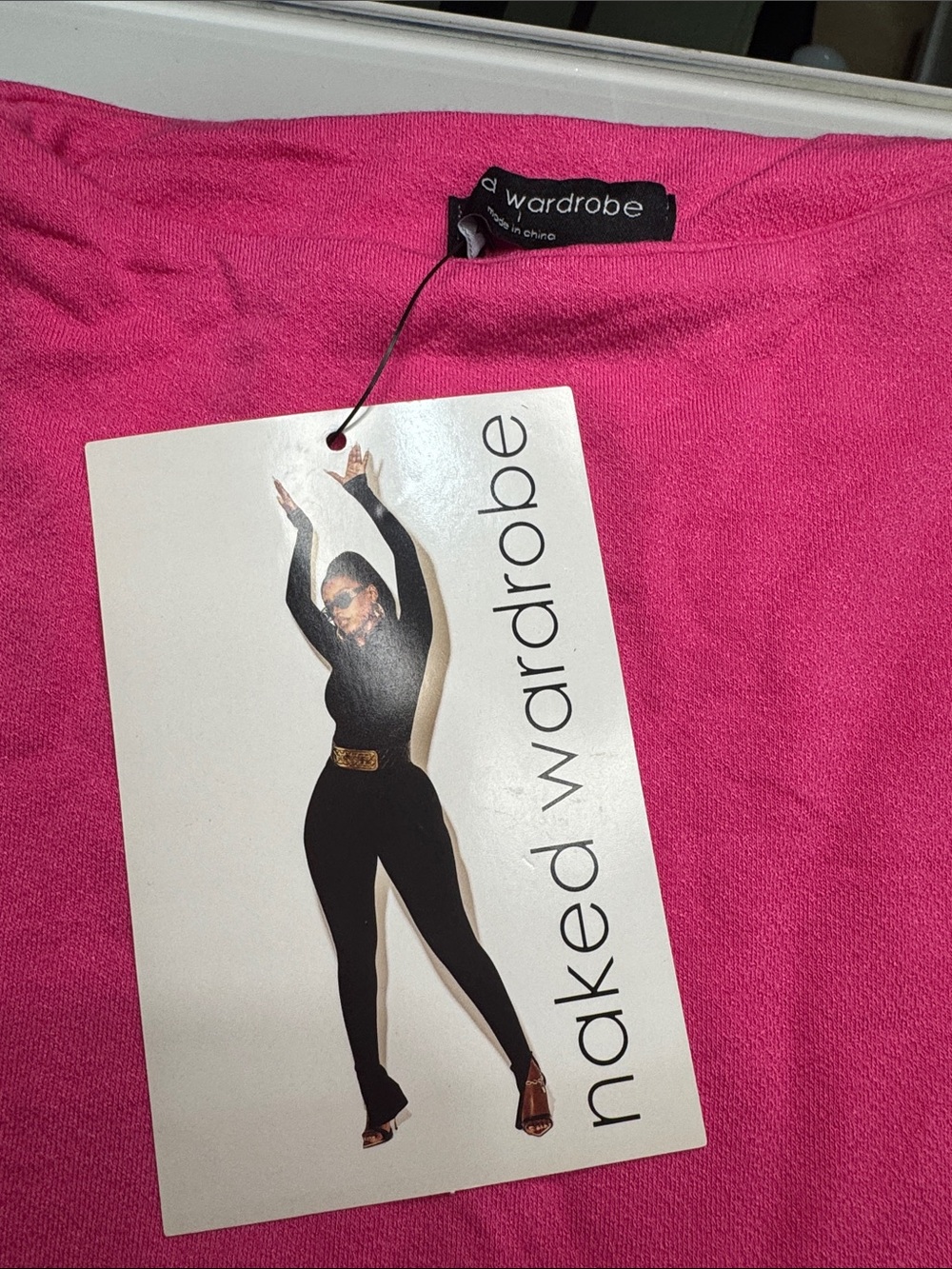 Naked wardrobe hot pink mock turtleneck long sleeve bodysuit - Picture 2 of 5